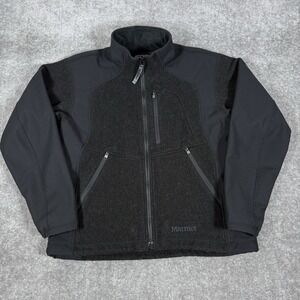 Marmot Windstopper Jacket Women's Large Black Wool Blend Full Zip Hiking Outdoor
